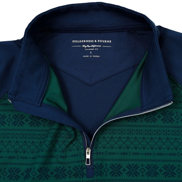 Holderness & Bourne Men's The Robinson Golf Pullover 1/4 Zip Blue Green Large - Picture 6 of 9